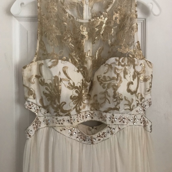 White and Gold Prom Dress - Picture 2 of 8